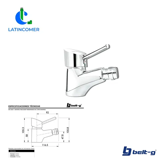 Grifo Para Bidet Monomando Hat - Gri-0620