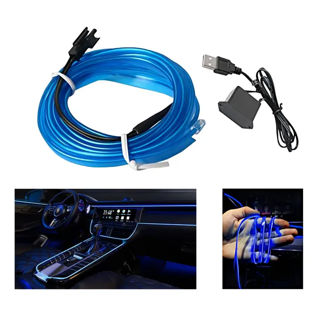 Tira Led Interior Auto Carro Cinta Luz Neón Usb Flexible Luj
