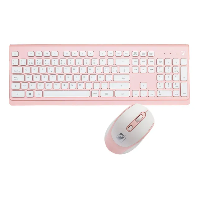 Kit Teclado Y Mouse Green Leaf Rosa
