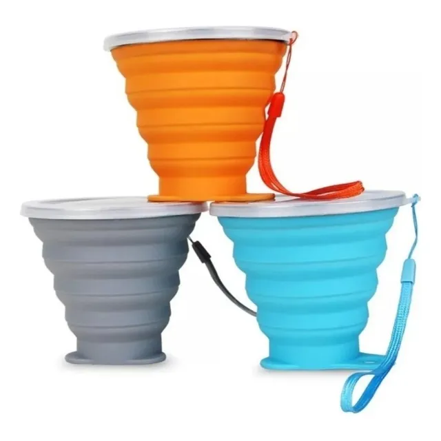 Vaso Viajero Plegable Silicona Taza De Cafe 270 Ml X 2 Unos
