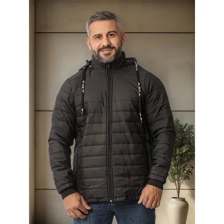 Jaqueta Masculina Nylon Forrada Capuz Removível - Matelado