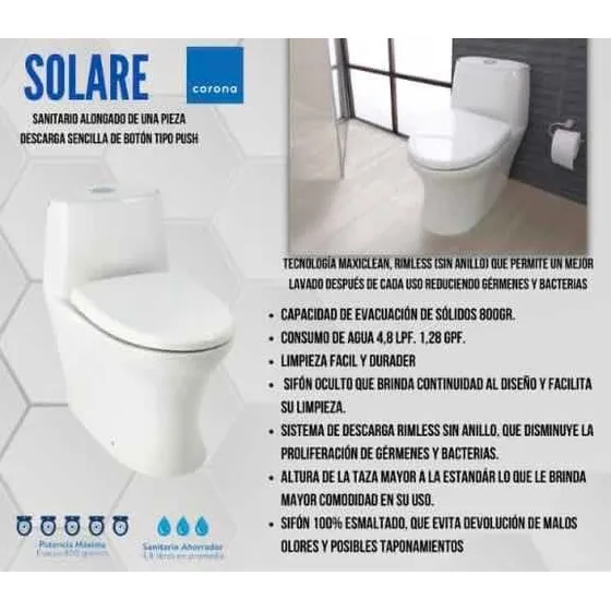 Poceta Corona Smart Corona Inodoro Cerámica Brillante