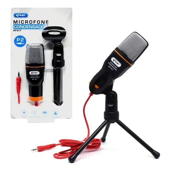 Microfone Knup KP-917 Condensador Omnidirecional cor preto/cinza