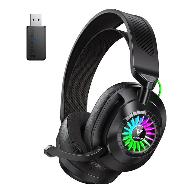 Auriculares Gaming Inalámbricos HW-10 Bluetooth 2.4GHz con Micrófono y Luz LED - Negro