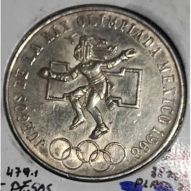 25 Pesos Mexico 1968 Moneda Plata 720 Olimpiadas