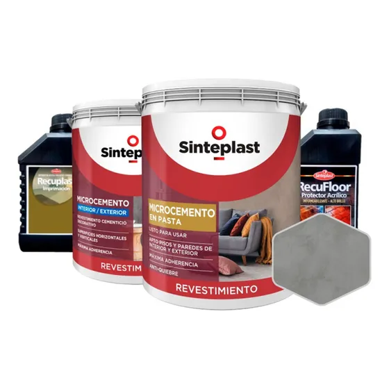 Kit Recuplast Microcemento En Pasta Listo Para Usar 5m2 Sinteplast Gris