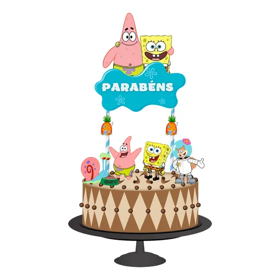 Topo De Bolo Topper De Bolo Aniversário Bob Esponja Full