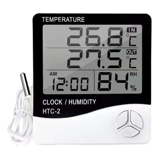 Termómetro Ambiental Temperatura Higrómetro Reloj Digital