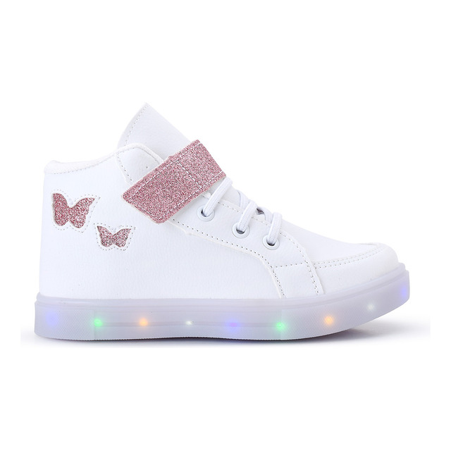 TĂŞnis Feminino Infantil De Led Borboleta Botinha Cano Alto TĂŞnis Feminino Infantil De Led Borboleta Botinha Cano Alto