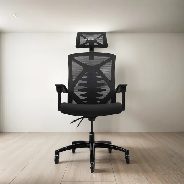 Silla Gamer Munfrost Nova Mesh Vertebral Arch Ruedas Silence Color Negro Material del tapizado Malla Nylon