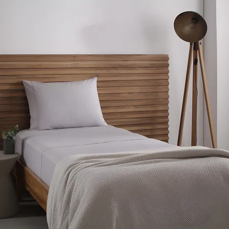 Jogo De Cama Solteiro Buddemeyer Cotton Essential Cor Cinza-003 Liso