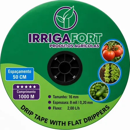 Mangueira Gotejadora Irrigafort 16mm 1000m Resistente Preto 50