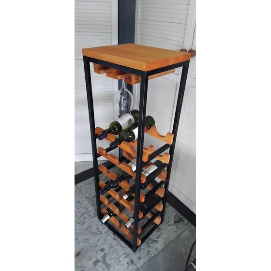 Bodega Para Vinos Hierro Y Madera Negro