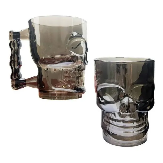 Vaso Cervecero Calavera 360 Ml X 2 Unidades Negro Traslucido