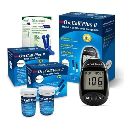 Monitor De Glicose + 100 Tiras De Glicose + 100 Lancetas Cor Azul-escuro