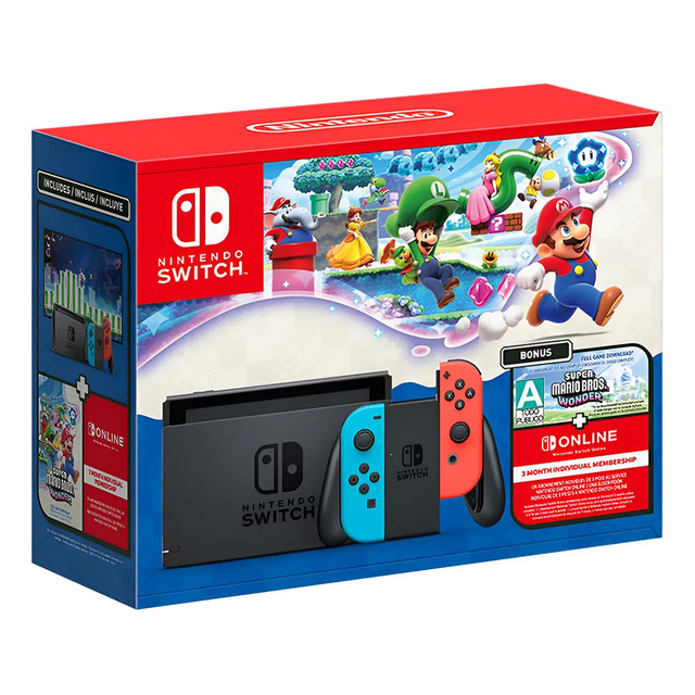 Bundle Nintendo Switch + Super Mario Bros Wonder + 3 Meses De NSO Bundle Nintendo Switch + Super Mario Bros Wonder + 3 Meses De NSO