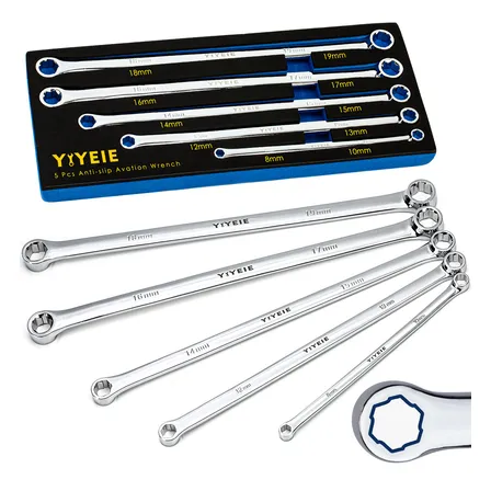 Kit  5 Chaves De Boca Extra Longas Métrico 8mm-19mm Aço Cr-v Prateado