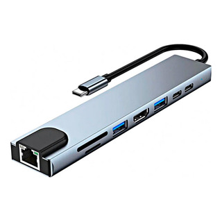 Adaptador Hub Usb Tipo C Para Hdmi 8 Em 1 Lan Rj45 Adaptador Hub Usb Tipo C Para Hdmi 8 Em 1 Lan Rj45