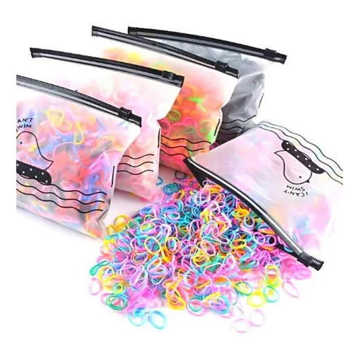 Kit 500 Elásticos Silicone Estojo Colorido Cabelo Infantil Cor Coloridos