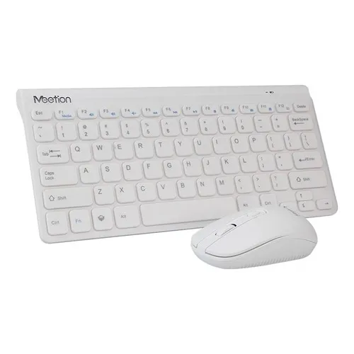 Kit inalámbrico Meetion Mt-MINI4000 teclado español + mouse USB 2.4GHz bajo consumo silencioso compacto color blanco