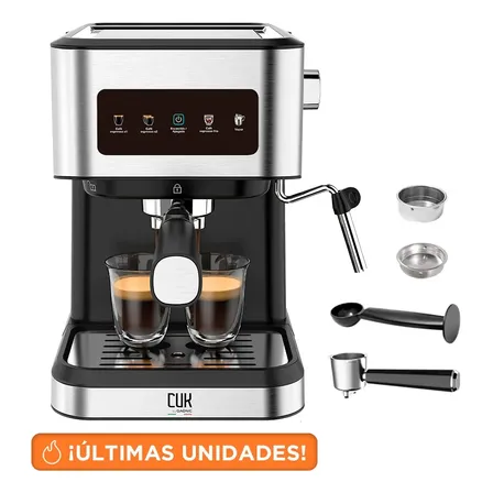 Cafetera Espresso Cuk By Gadnic 20 Bar Panel Táctil Vaporizador De Leche Depósito Removible 1.5 Litros