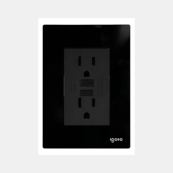Placa Cristal Contacto Duplex Falla Tierra Igoto Negro 15 A 125v Negro