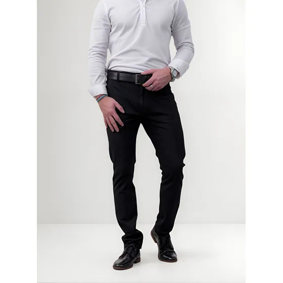 Pantalón Hombre C026 Jeans Corte Chino Gabardina Tiro Alto
