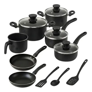 Jogo De Panelas 10 Peças Antiaderente Teflon Com Tampa Vidro