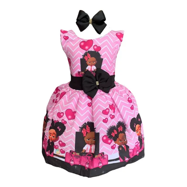 Vestido Infantil Poderosa Chefinha Morena Temático + Tiara