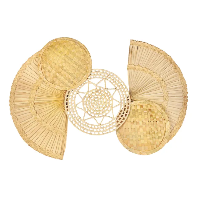 Composição De Parede Decoração Boho Palha Natural