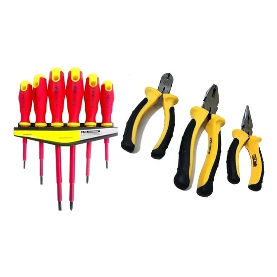 Set 3 Alicates Electricista + Destornillador Dieléctrico