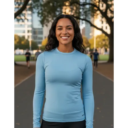 Camisetas Manga Longa Térmica Feminina Proteção Uv 50+ Azul-claro Gg