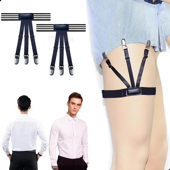 1 Par Tirantes Pierna Camisa Shirt Stays Para Boda Uniforme