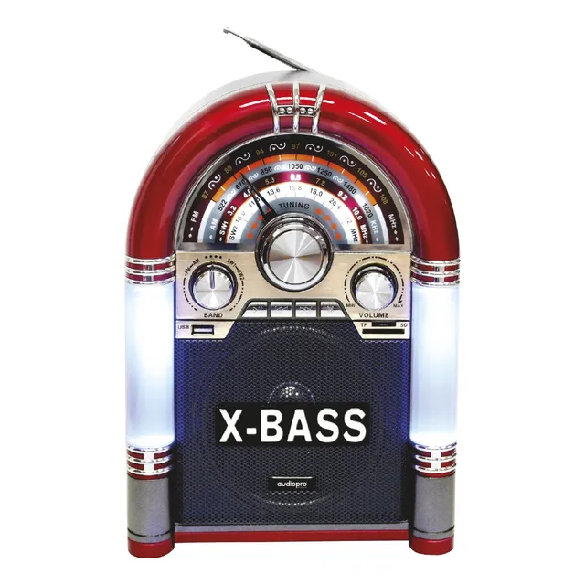 Radio Rockola Retro Audiopro Ap02053 Grande / Tecnocenter Color Rojo