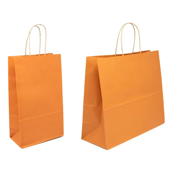 Kit Sacolas Papel Kraft Pp E M  100 Un Laranja Promoção