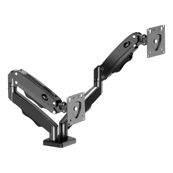 Suporte Ergonômico Articulado de Mesa, 2 Monitores 17" a 35", Pistão a Gás, Suporta Até 9kg por Tela, Preto, F160N, ELG