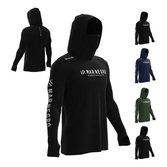 Camisa De Pesca Mar Negro X-protect 360º C/ Capuz E Buffer 