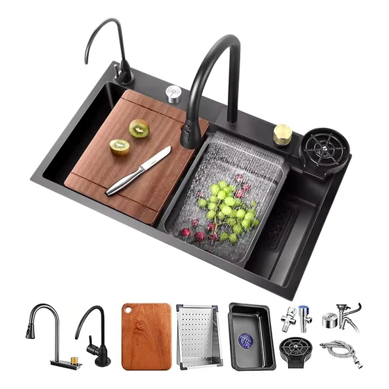 Fregadero De Cocina De Acero Inoxidable Con Accesorios 75x45