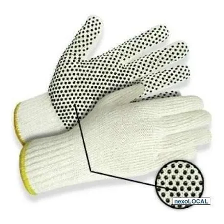 Guante Tejido Con Puntos Pvc Blanco Carolina Tienda 2 Pares