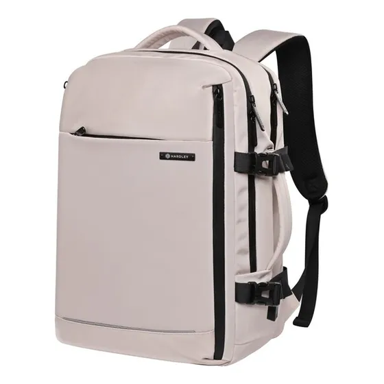 Mochila Valija Viaje Notebook 23l Hardley Bolsillo Seguridad Color Beige Diseño De La Tela Liso