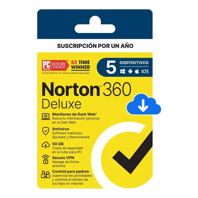 Antivirus Norton 360 Deluxe - 1 Ano  5 Dispo  Entrega Ya