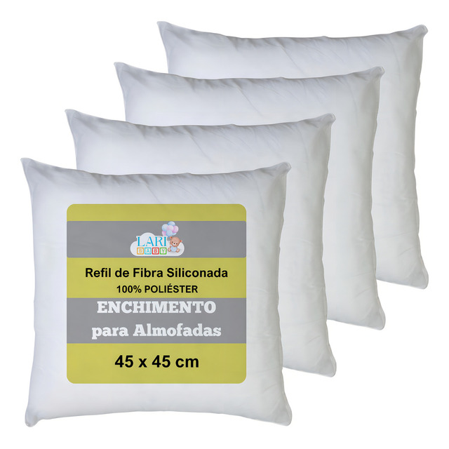 Kit 4 Refil De Almofada Laribaby Super Macio Enchimento Fibra Siliconada Antialérgico 45x4... Kit 4 Refil De Almofada Laribaby Super Macio Enchimento Fibra Siliconada Antialérgico 45x4...