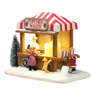 Figura Navideña Con Luz Led De Popcorn Wagon Village Figura Navideña Con Luz Led De Popcorn Wagon Village