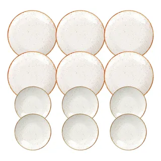 Jogo Pratos Raso Sobremesa Tramontina RĂșstico Porcelana 12pç Jogo Pratos Raso Sobremesa Tramontina RĂșstico Porcelana 12pç
