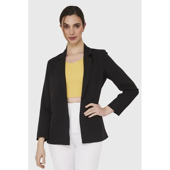 Blazer 4 Botones Decorativos Negro Nicopoly