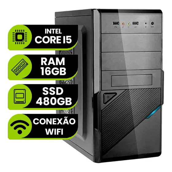 Computador CPU PC Tower Intel I5 16 GB Ssd 480 GB Wifi