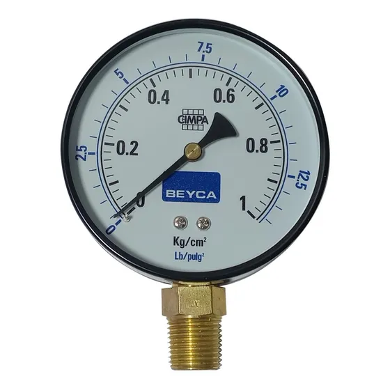 Manómetro Gasista 100mm Rosca 1/2 Inf. Para Gas 0-1 Kg Beyca