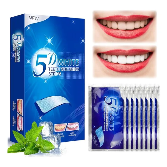 Banda Tira Blanqueadora Dientes 5d White 21u Dentales Blanco