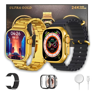 Smartwatch Ultra 24k Gold Original 2 Pulseiras Com Nfc Smartwatch Ultra 24k Gold Original 2 Pulseiras Com Nfc