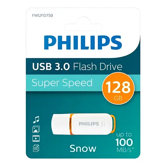 Pendrive Philips Snow 128gb Usb 3.0 Flash Speed Blanco